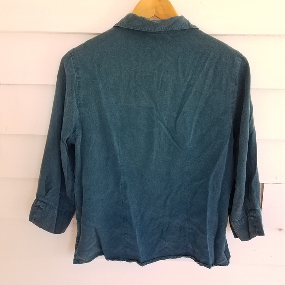 J. Jill Teal Blue Tencel Shirt, Sm. - Picture 3 of 7